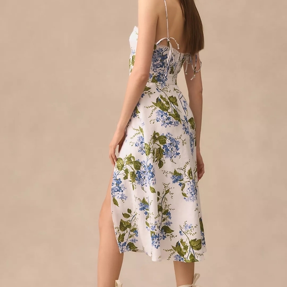 NWT Reformation Kieryn Linen Dress in Riviera Size 10 - Picture 2 of 7